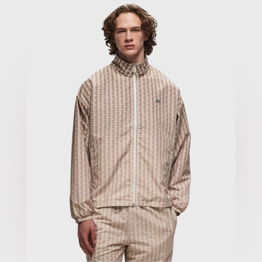 Lacoste Men's Patterned Beige Windbreaker